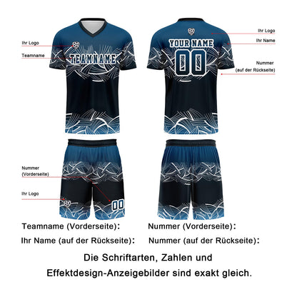 Benutzerdefinierte Blau Trikots für Männer Frauen Personalisierte Fußball Uniformen für Erwachsene und Kind