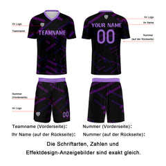 Benutzerdefinierte Schwarz Lila Fußball Trikots für Männer Frauen Personalisierte Fußball Uniformen für Erwachsene und Kind