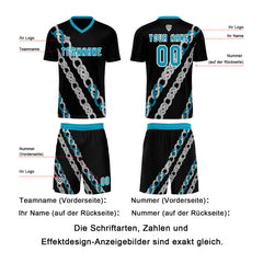 Benutzerdefinierte Schwarz Blaugrün Trikots für Männer Frauen Personalisierte Fußball Uniformen für Erwachsene und Kind