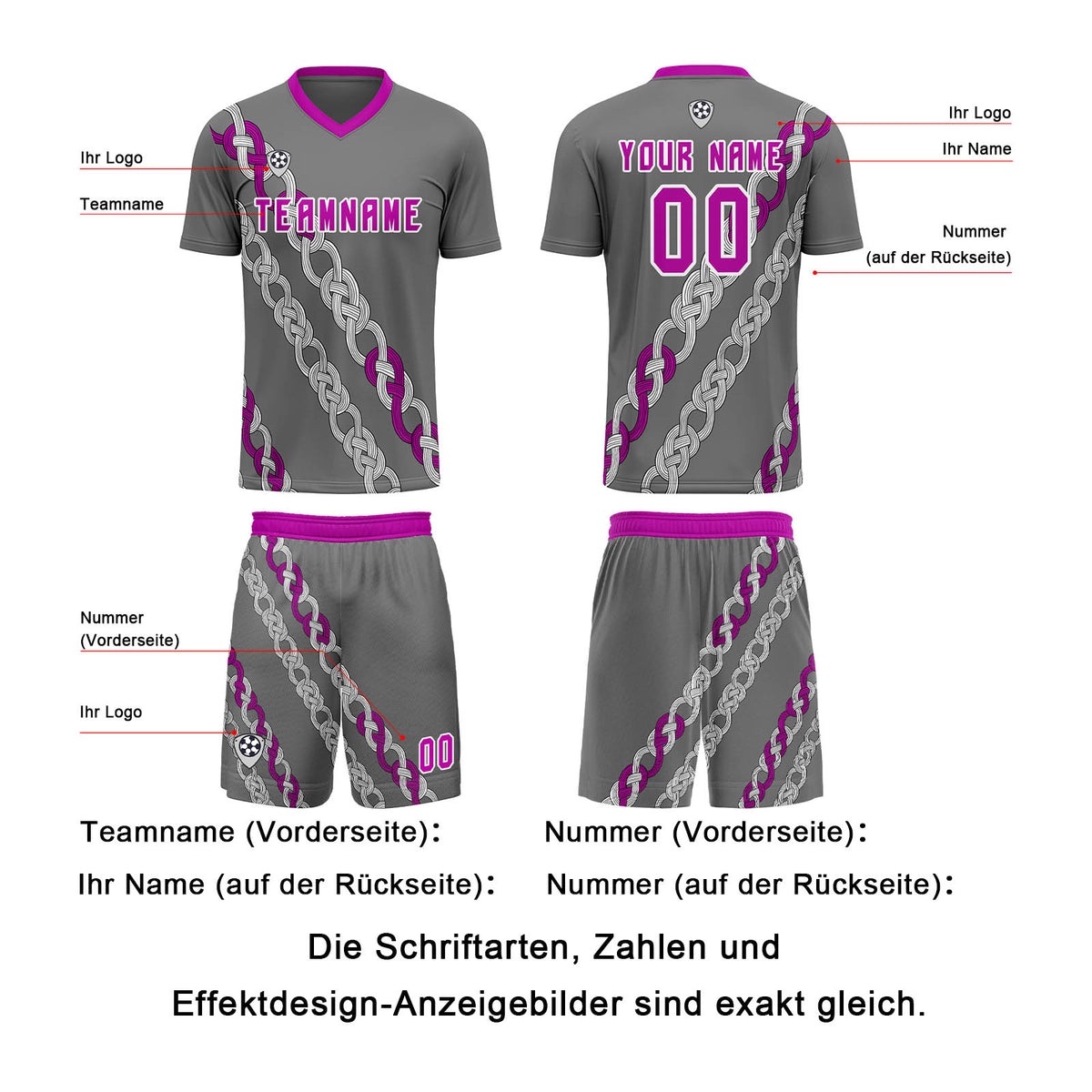 Benutzerdefinierte Grau Trikots für Männer Frauen Personalisierte Fußball Uniformen für Erwachsene und Kind