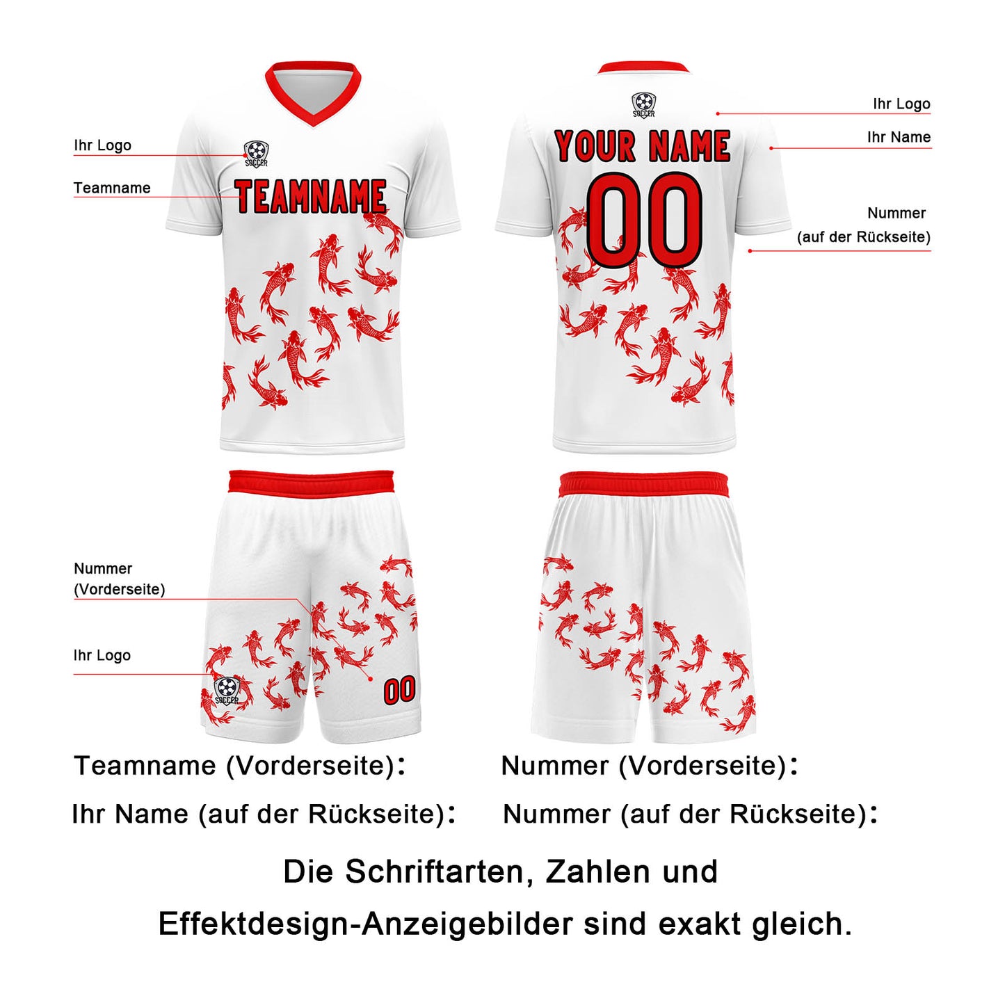 Benutzerdefinierte Weiß Trikots für Männer Frauen Personalisierte Fußball Uniformen für Erwachsene und Kind