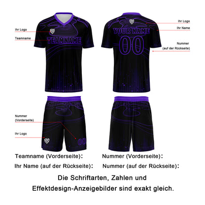 Benutzerdefinierte Schwarz Lila Trikots für Männer Frauen Personalisierte Fußball Uniformen für Erwachsene und Kind