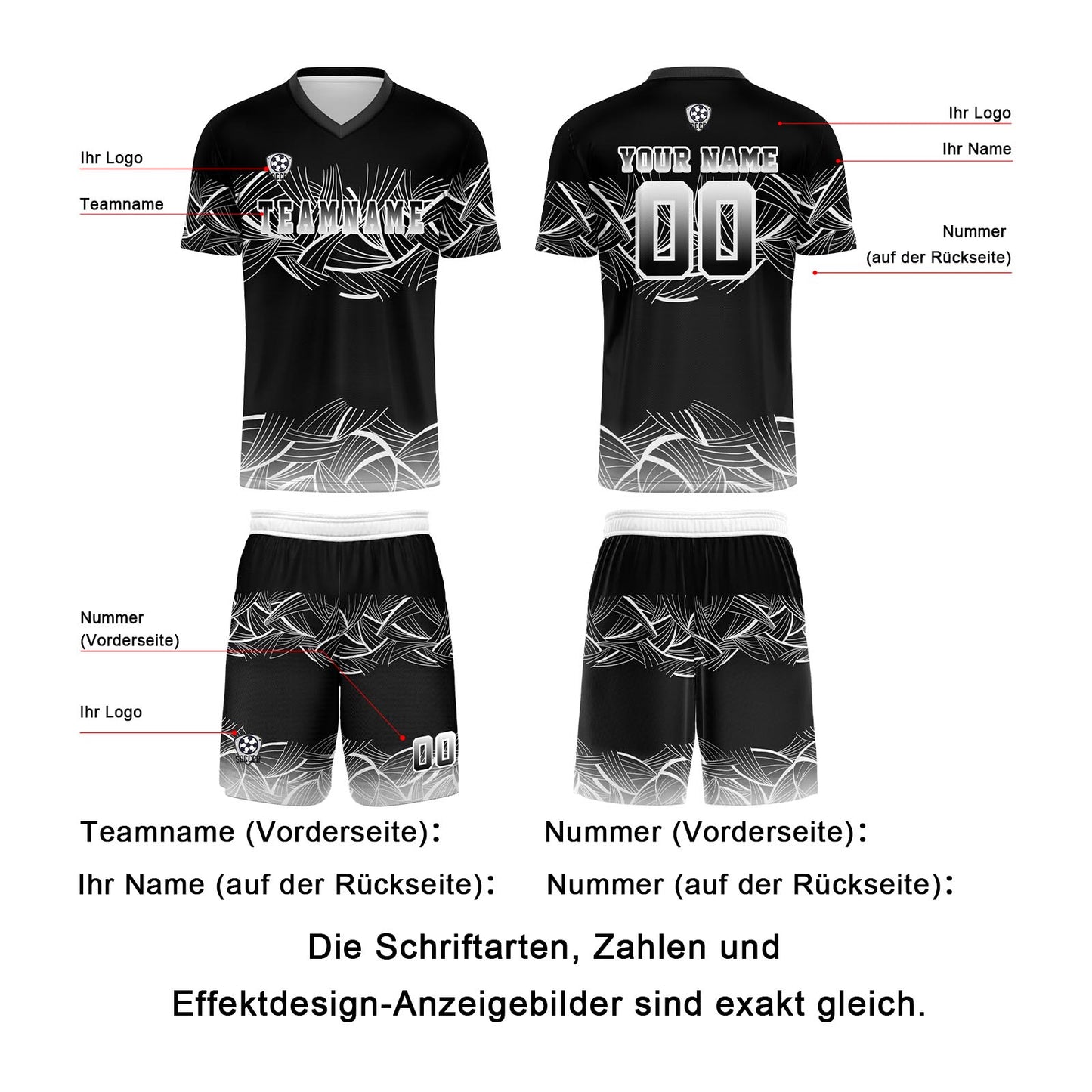 Benutzerdefinierte Schwarz Grau Trikots für Männer Frauen Personalisierte Fußball Uniformen für Erwachsene und Kind