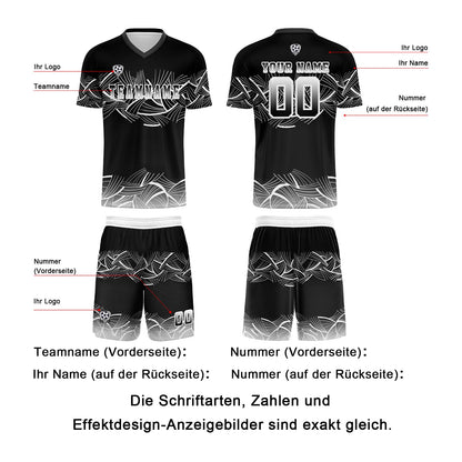 Benutzerdefinierte Schwarz Grau Trikots für Männer Frauen Personalisierte Fußball Uniformen für Erwachsene und Kind