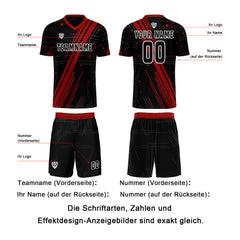 Benutzerdefinierte Schwarz Rot Trikots für Männer Frauen Personalisierte Fußball Uniformen für Erwachsene und Kind
