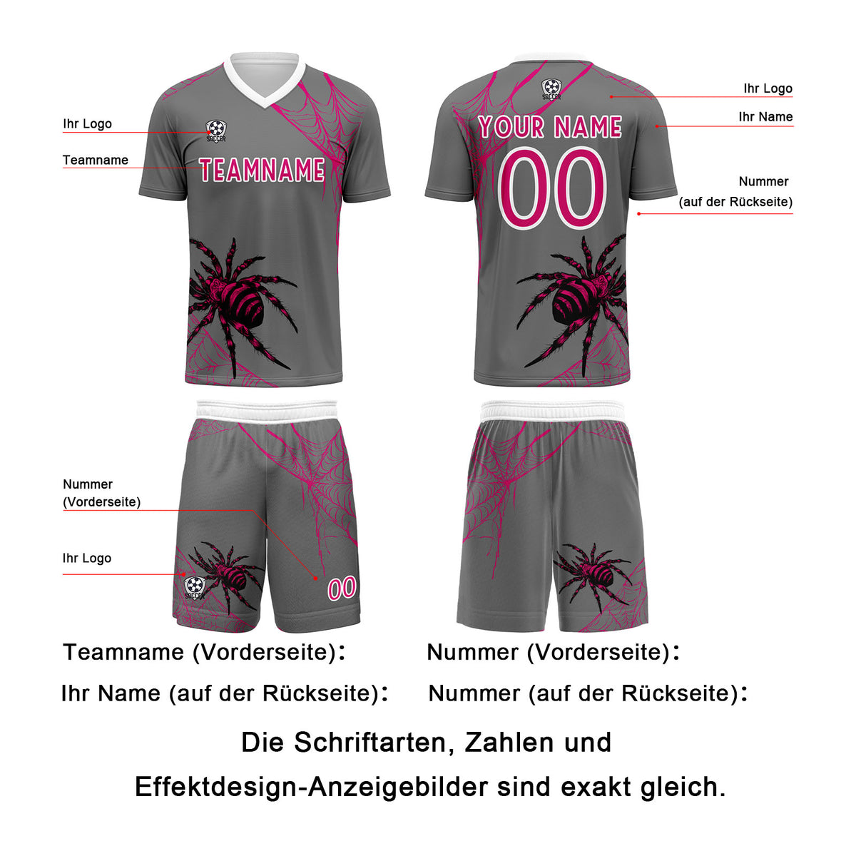 Benutzerdefinierte Grau Trikots für Männer Frauen Personalisierte Fußball Uniformen für Erwachsene und Kind