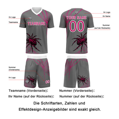 Benutzerdefinierte Grau Trikots für Männer Frauen Personalisierte Fußball Uniformen für Erwachsene und Kind