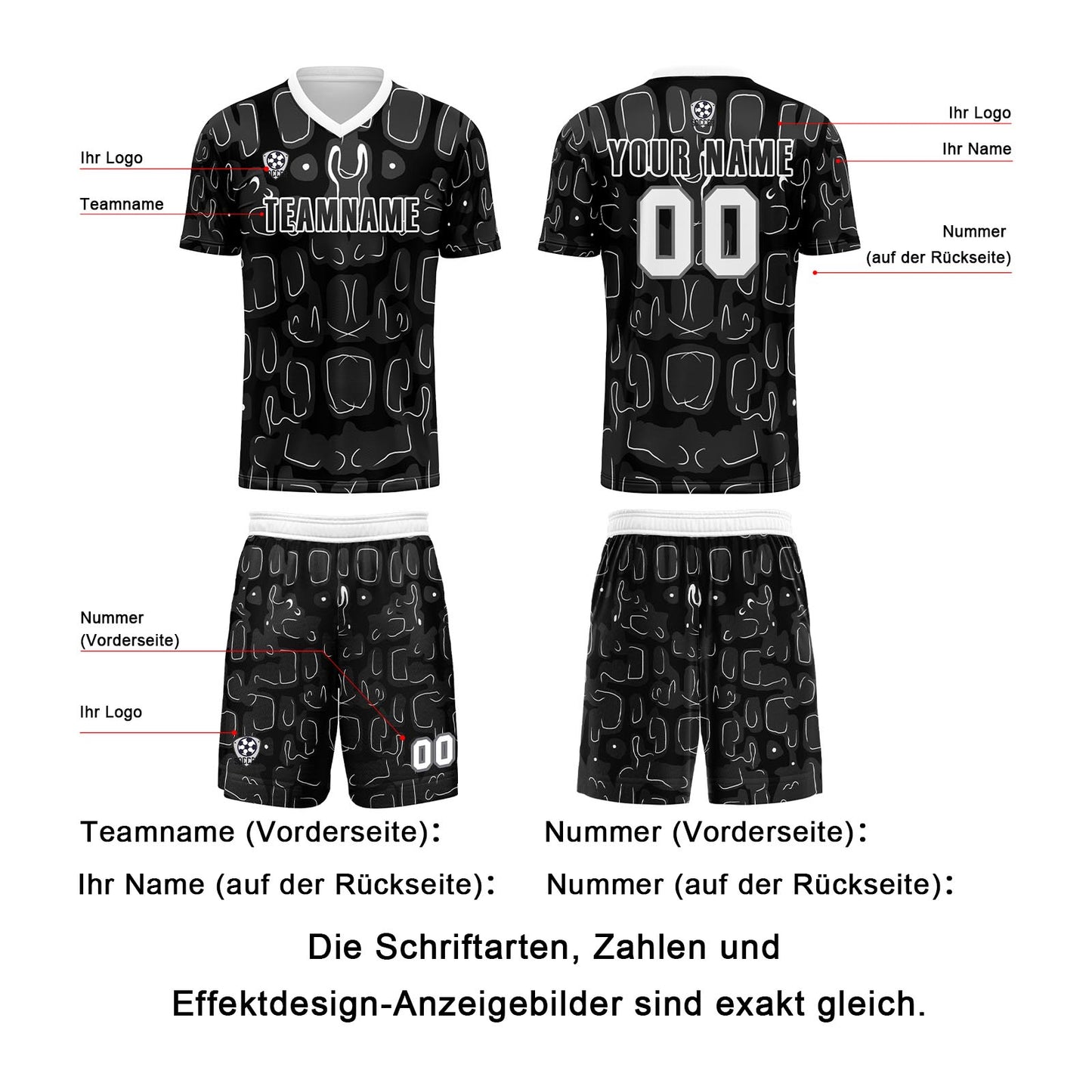 Benutzerdefinierte Schwarz Grau Fußball Trikots für Männer Frauen Personalisierte Fußball Uniformen für Erwachsene und Kind