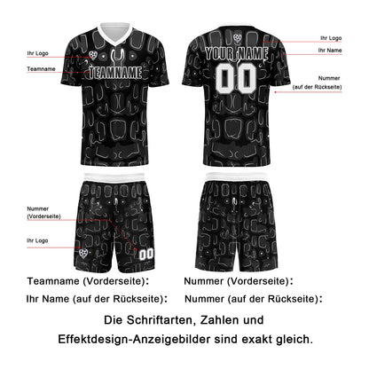 Benutzerdefinierte Schwarz Grau Fußball Trikots für Männer Frauen Personalisierte Fußball Uniformen für Erwachsene und Kind