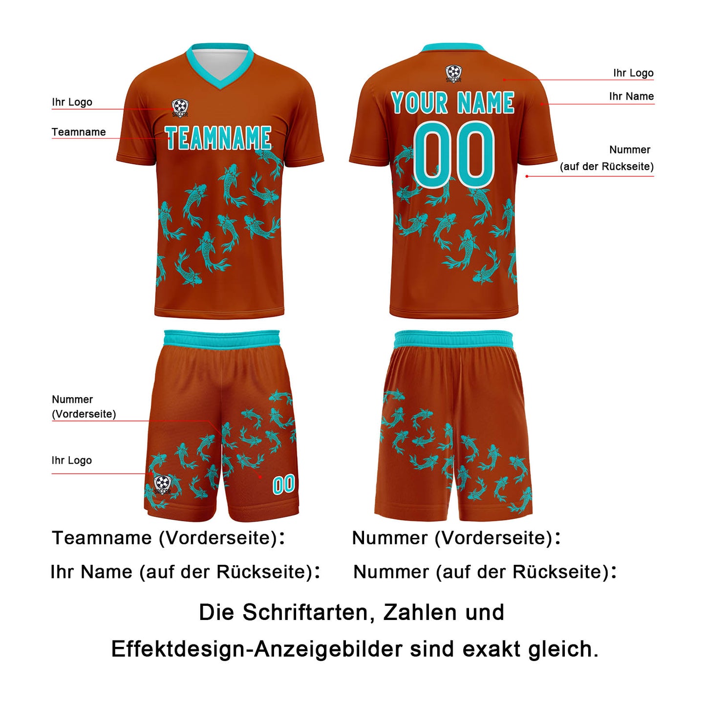 Benutzerdefinierte Orange Trikots für Männer Frauen Personalisierte Fußball Uniformen für Erwachsene und Kind