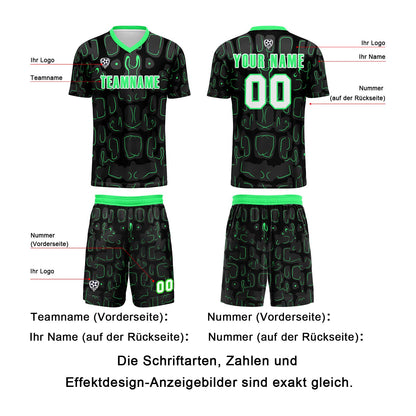 Benutzerdefinierte Schwarz Grün Fußball Trikots für Männer Frauen Personalisierte Fußball Uniformen für Erwachsene und Kind