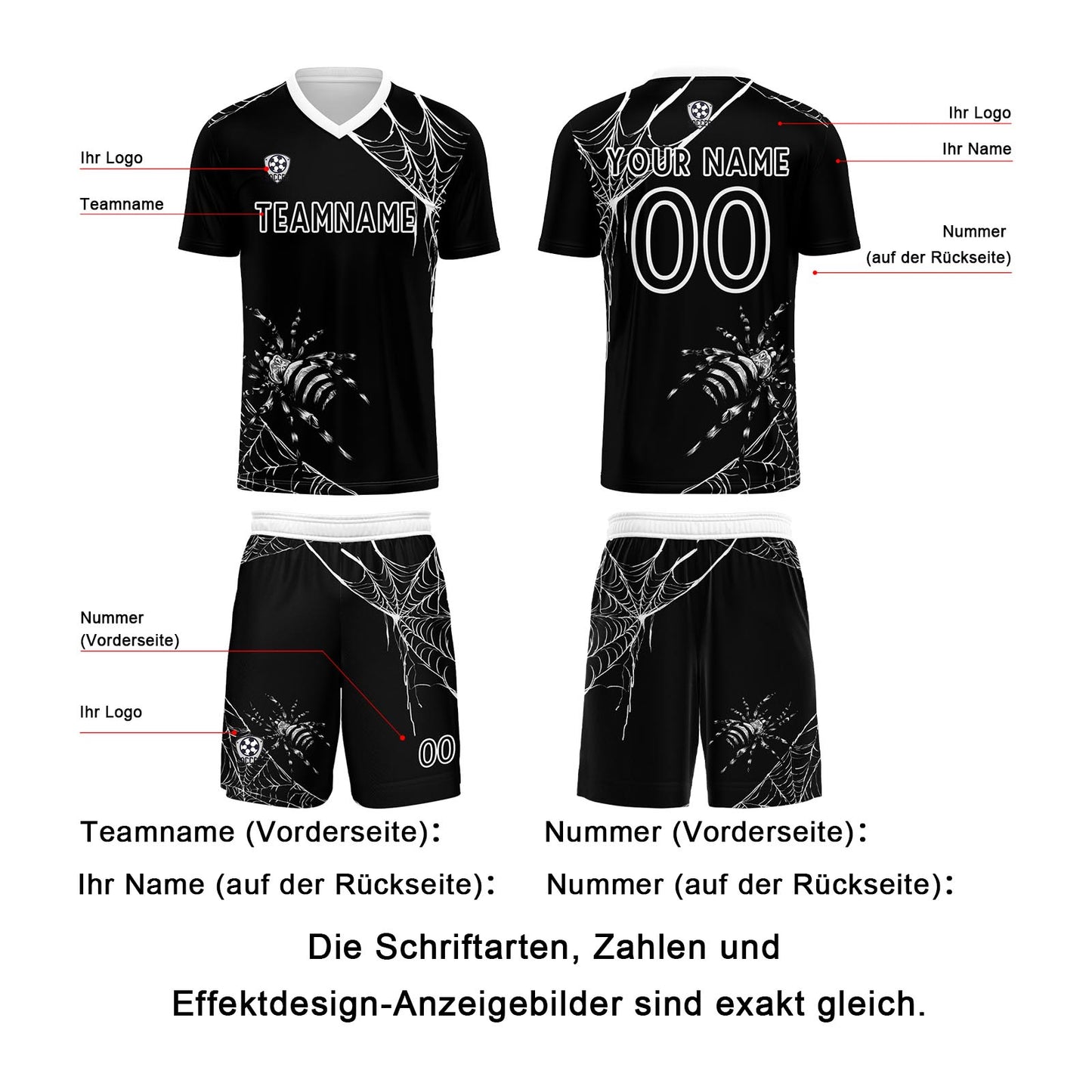 Benutzerdefinierte Schwarz Trikots für Männer Frauen Personalisierte Fußball Uniformen für Erwachsene und Kind