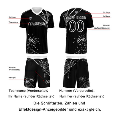 Benutzerdefinierte Schwarz Trikots für Männer Frauen Personalisierte Fußball Uniformen für Erwachsene und Kind