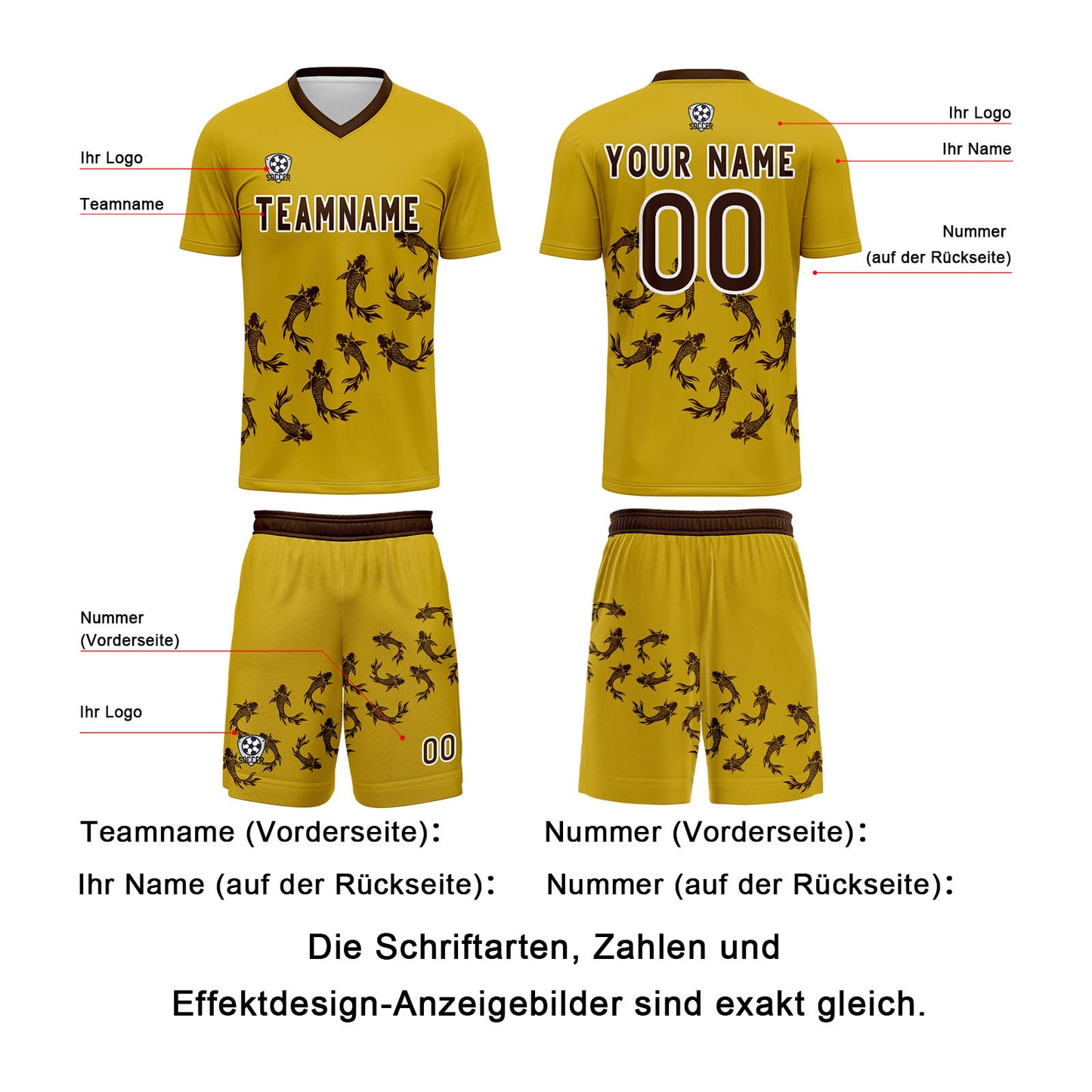 Benutzerdefinierte Gelb Trikots für Männer Frauen Personalisierte Fußball Uniformen für Erwachsene und Kind