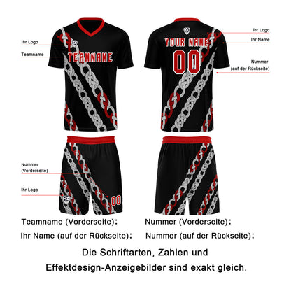Benutzerdefinierte Schwarz Rot Trikots für Männer Frauen Personalisierte Fußball Uniformen für Erwachsene und Kind