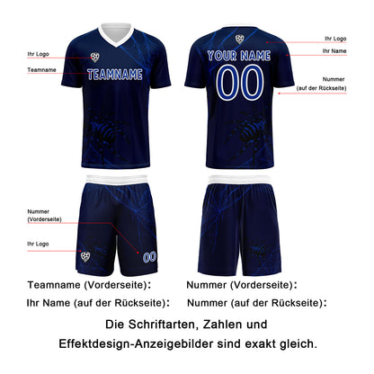 Benutzerdefinierte Blau Trikots für Männer Frauen Personalisierte Fußball Uniformen für Erwachsene und Kind