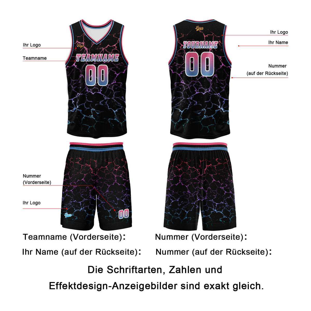 Benutzerdefinierter Rosa  Basketball Jersey Uniform Anzug gedruckt Ihr Logo Name Nummer