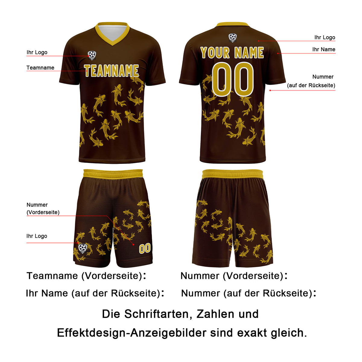 Benutzerdefinierte Braun Trikots für Männer Frauen Personalisierte Fußball Uniformen für Erwachsene und Kind