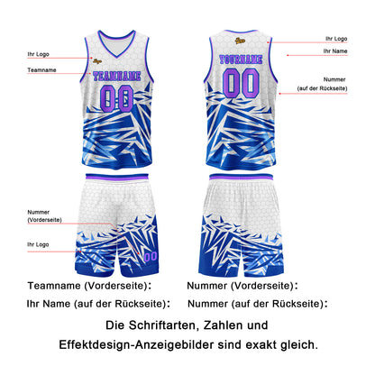 Benutzerdefinierter Blau Violett Basketball Jersey Uniform Anzug gedruckt Ihr Logo Name Nummer