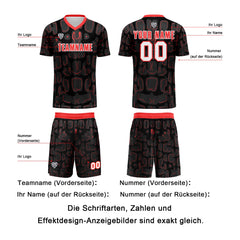 Benutzerdefinierte Schwarz Rot Fußball Trikots für Männer Frauen Personalisierte Fußball Uniformen für Erwachsene und Kind