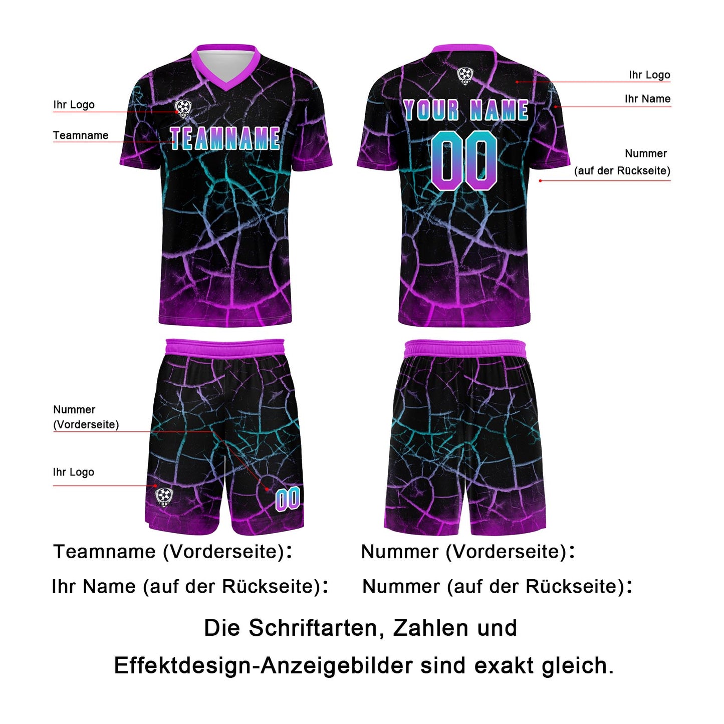 Benutzerdefinierte Schwarz Lila Trikots für Männer Frauen Personalisierte Fußball Uniformen für Erwachsene und Kind