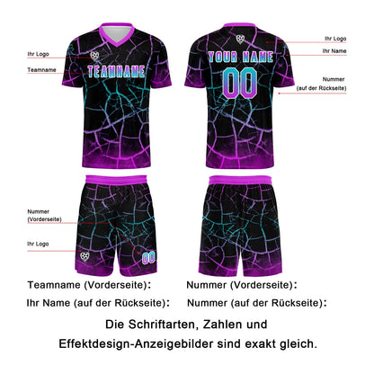 Benutzerdefinierte Schwarz Lila Trikots für Männer Frauen Personalisierte Fußball Uniformen für Erwachsene und Kind