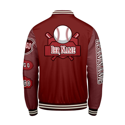 Maßgeschneiderte Rot Letterman Varsity Jacket Individuelle Stickerei  Druck nach Ihrem Wunsch