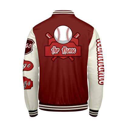 Maßgeschneiderte Rot Weiß Letterman Varsity Jacket Individuelle Stickerei  Druck nach Ihrem Wunsch