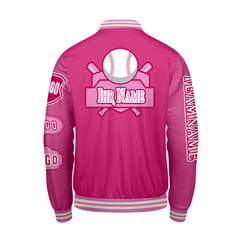 Maßgeschneiderte Rosa Letterman Varsity Jacket Individuelle Stickerei  Druck nach Ihrem Wunsch