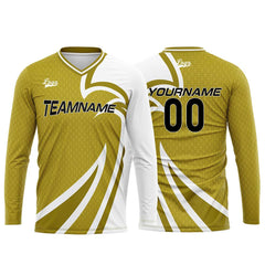 Kundenspezifisches Kurkuma Basketball Fußball Schießen langes T-Shirt für Erwachsene und Kinder