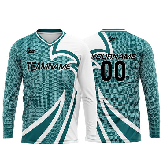 Kundenspezifisches Teal Basketball Fußball Schießen langes T-Shirt für Erwachsene und Kinder