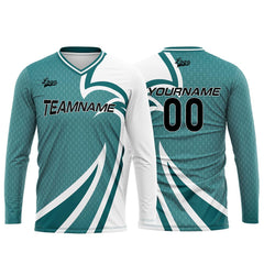 Kundenspezifisches Teal Basketball Fußball Schießen langes T-Shirt für Erwachsene und Kinder
