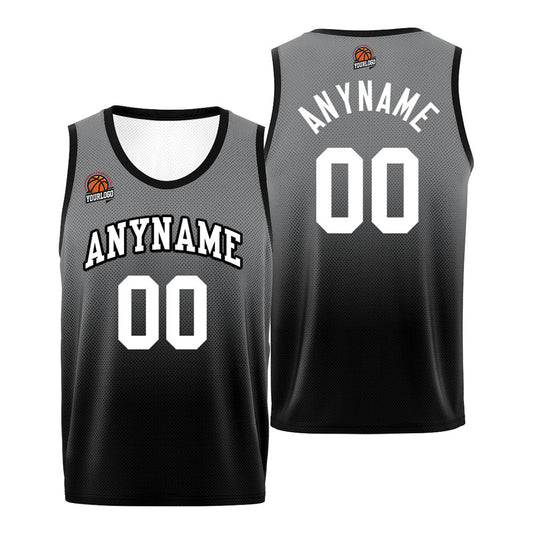 Benutzerdefinierte Basketball Jersey personalisiert genäht Name&Number&Logo Grau&Schwarz