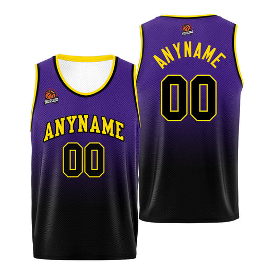 Benutzerdefinierte Basketball Jersey personalisiert genäht Name&Number&Logo Lila&Schwarz