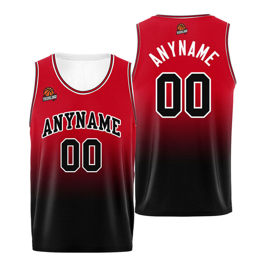 Benutzerdefinierte Basketball Jersey personalisiert genäht Name&Number&Logo Rot&Schwarz