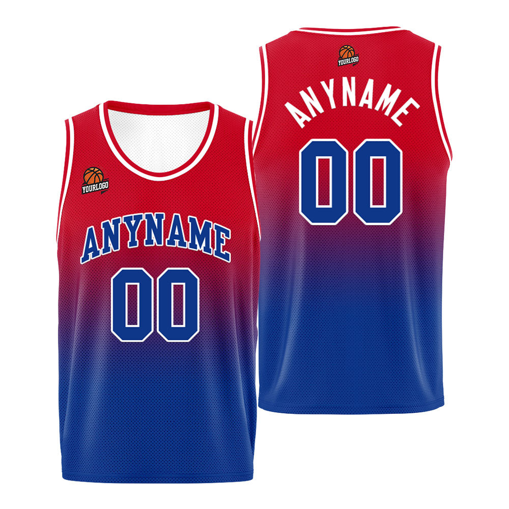 Benutzerdefinierte Basketball Jersey personalisiert genäht Name&Number&Logo Rot&Royal