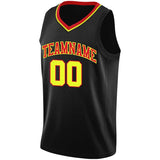 Benutzerdefinierte Authentisch  Basketball Trikot Schwarz-Rot-Neon Gelb