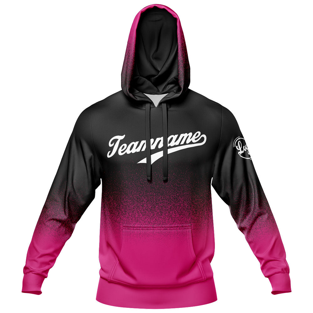 Maßgeschneidertes Verlaufsfarben Hoodie Set  Freizeit-Sportbekleidung in Rosa Schwarz und Weiß