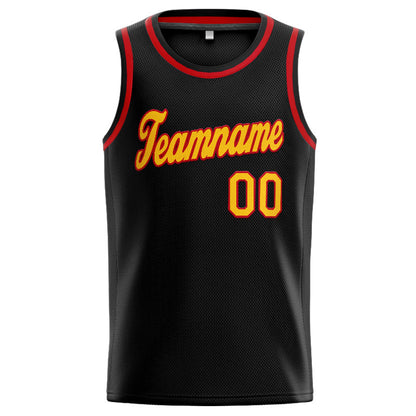 Benutzerdefinierte Authentisch  Basketball Trikot Schwarz-Gelb-Rot