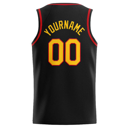 Benutzerdefinierte Authentisch  Basketball Trikot Schwarz-Gelb-Rot
