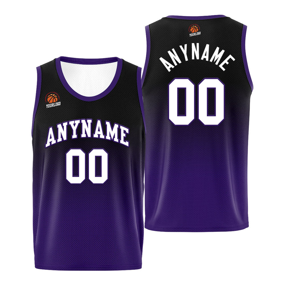 Benutzerdefinierte Basketball Jersey personalisiert genäht Name&Number&Logo Schwarz&Lila