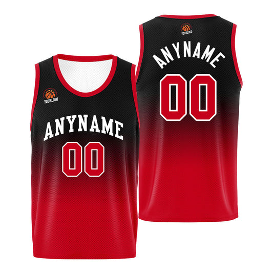 Benutzerdefinierte Basketball Jersey personalisiert genäht Name&Number&Logo Rot&Schwarz