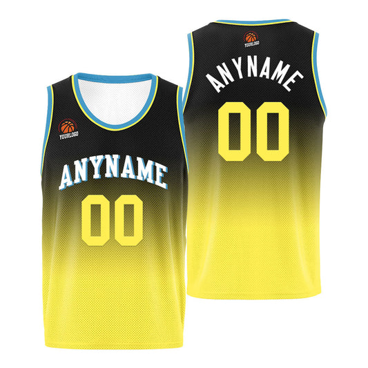 Benutzerdefinierte Basketball Jersey personalisiert genäht Name&Number&Logo Marine&Gelb