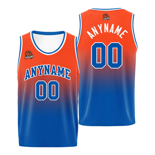 Benutzerdefinierte Basketball Jersey personalisiert genäht Name&Number&Logo Orange&Blau