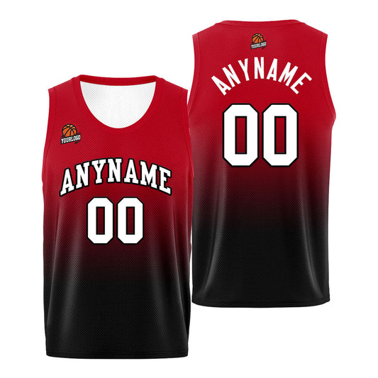 Benutzerdefinierte Basketball Jersey personalisiert genäht Name&Number&Logo Schwarz&Rot