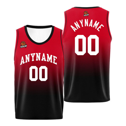 Benutzerdefinierte Basketball Jersey personalisiert genäht Name&Number&Logo Rot&Schwarz