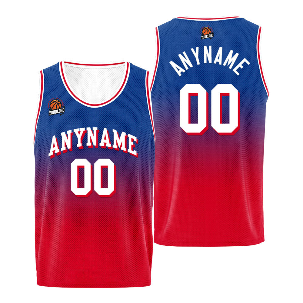 Benutzerdefinierte Basketball Jersey personalisiert genäht Name&Number&Logo Royal&Rot