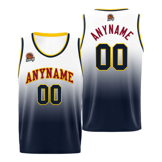 Benutzerdefinierte Basketball Jersey personalisiert genäht Name&Number&Logo Weiß&Marine