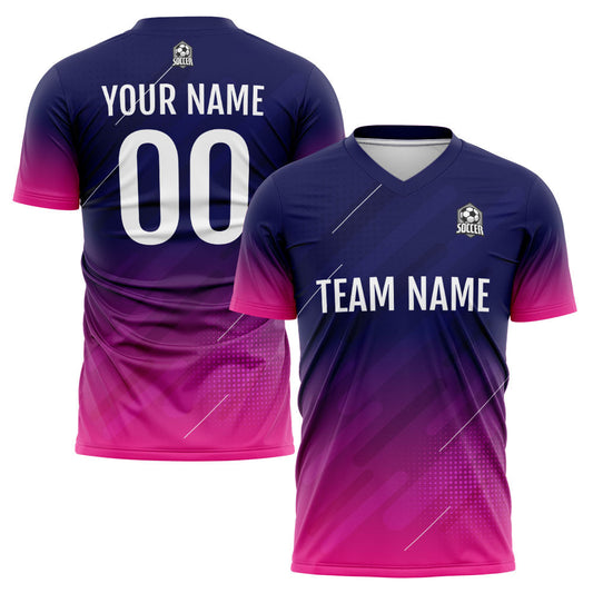 Benutzerdefinierte Fußball Trikots für Männer Frauen Personalisierte Fußball Uniformen für Erwachsene und Kind Marine&Heiß Rosa