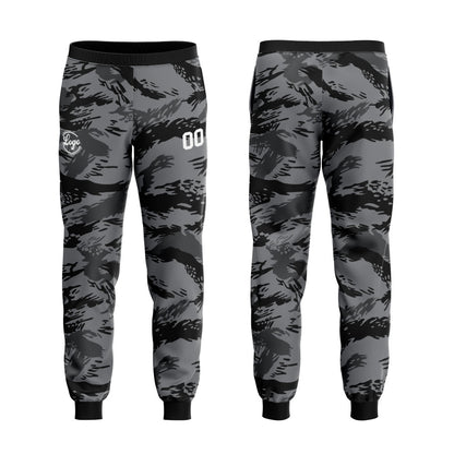 Benutzerdefiniert Tarnung Sport-Hoodie-Oberteil und Hosen-Set Schwarz